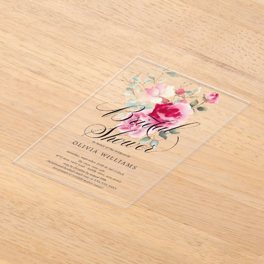 Blush Blossom Bridal Shower Uitnodiging Acryl Uitnodigingen (Laagn)