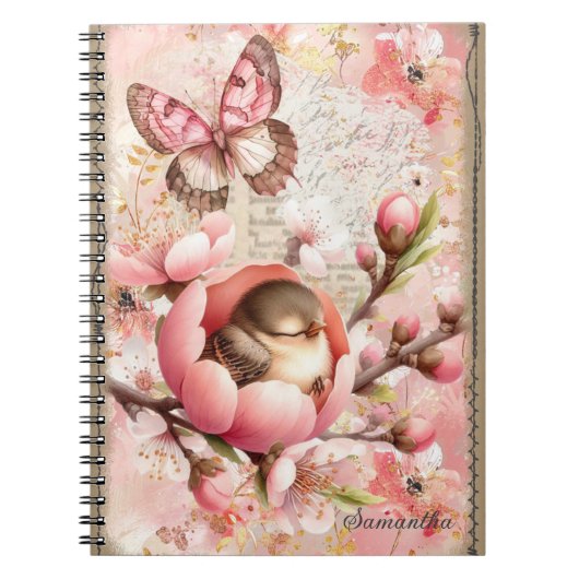 Blush Blossom Dreams Gepersonaliseerd Notitieboek (Voorkant)