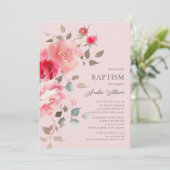 Blush Blossoms Baptisme Uitnodiging (Staand voorkant)