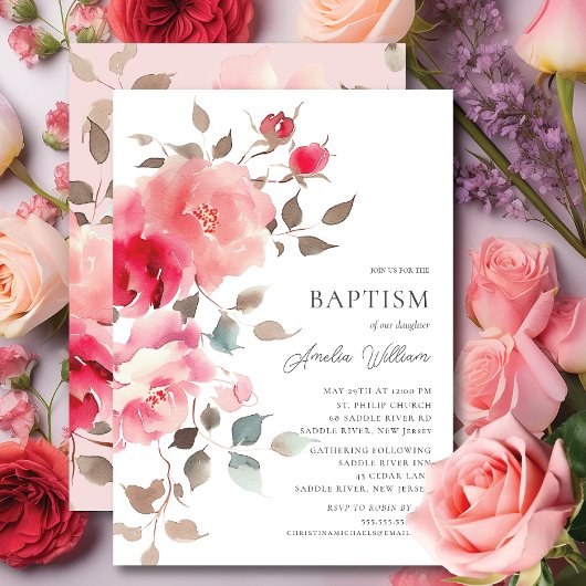 Blush Blossoms Baptisme Uitnodiging