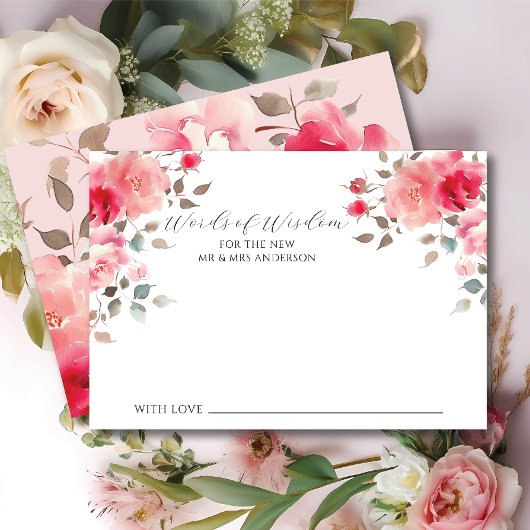 Blush Blossoms Mariage Mots de la carte de la sage