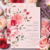 Blush Blossoms Première communion Invitation