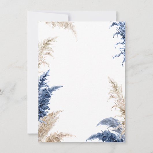 Blush Blue Boho Dried Pampas Waterverf Weddenschap Kaart (Achterkant)