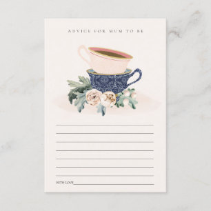 Blush Blue Cup Floral advies voor mum Baby shower Informatiekaartje
