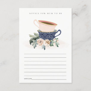 Blush Blue Cup Floral advies voor mum Baby shower Informatiekaartje