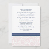 Blush Blue Damask Photo Rehearsal Dinner Party Kaart (Achterkant)