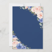 Blush & Blue Floral Rozen Gold Geometric Wedding Kaart (Achterkant)