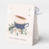 Blush Blue Floral Stapelde Tea Cups Baby shower Bedankdoosjes (Achterkant)