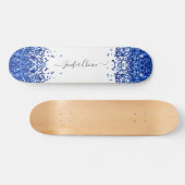 Blush Blue Glitter Custom Name Skateboard (Horizontaal)