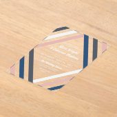 Blush Blue Grey Diamond Stripes Moderne bruiloft Acryl Uitnodigingen (Laagn)