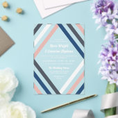Blush Blue Grey Diamond Stripes Moderne bruiloft Acryl Uitnodigingen (Insitu (Huwelijk))