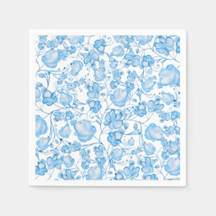 Blush blue modern waterverf florale patroon servetten