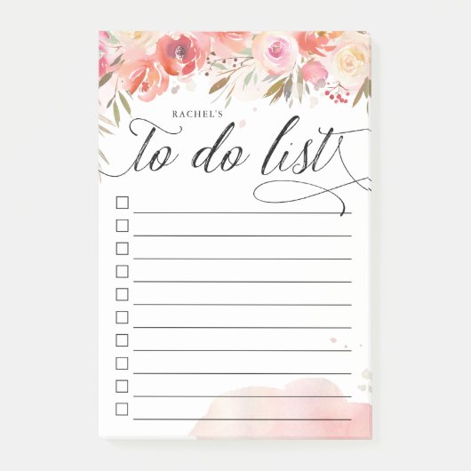 Blush boeket gepersonaliseerde lijnto-do lijst post-it® notes (Voorkant)