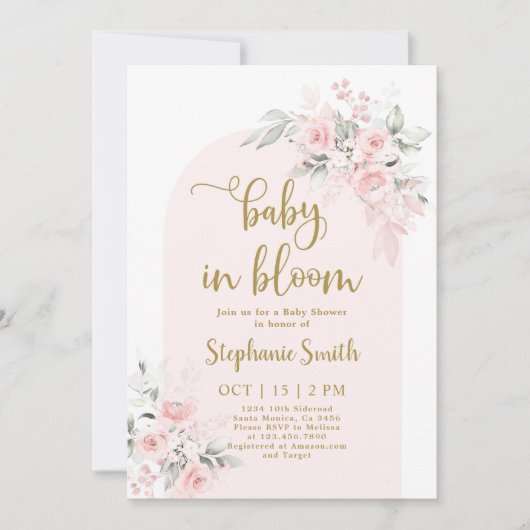 Blush Boho Arch Baby shower Girl Invitation (Devant)