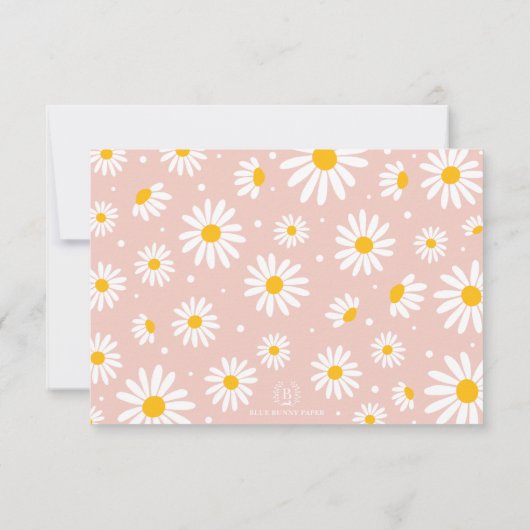 Blush Boho Daisy Floral Wild One Photo Birthday Kaart (Achterkant)
