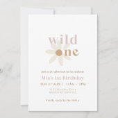 Blush Boho Daisy Retro Première Invitation d'anniv (Devant)