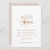 Blush Boho Daisy Retro Première Invitation d'anniv (Devant / Derrière)