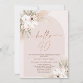 Blush Boho Floral Arch 40e Invitation anniversaire (Devant)