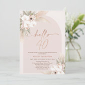Blush Boho Floral Arch 40e Invitation anniversaire (Debout devant)