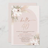 Blush Boho Floral Arch 40e Invitation anniversaire (Devant / Derrière)