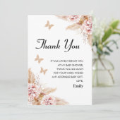 Blush Boho Floral Butal Baisers Carte de remerciem (Debout devant)