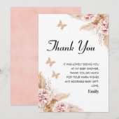Blush Boho Floral Butal Baisers Carte de remerciem (Devant / Derrière)