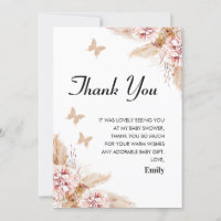 Blush Boho Floral Butterfly Kusjes Bedankt Card