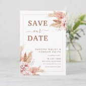 Blush Boho Floral Save The Date Kaart (Staand voorkant)