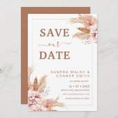 Blush Boho Floral Save The Date Kaart (Voorkant / Achterkant)