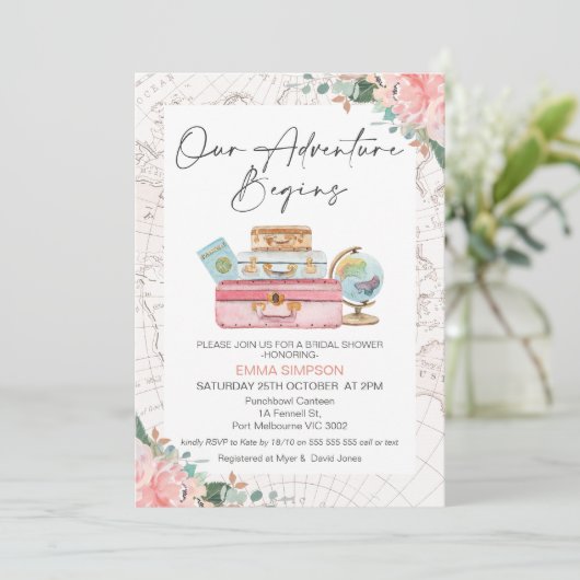 Blush Boho Ons avontuur begint met Vrijgezellenfee Kaart (Staand voorkant)