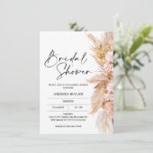 Blush Boho Pampas Grass Bruids Douche Uitnodiging (Staand voorkant)