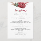Blush Boho Pampas Grass Wedding Menu Kaart (Voorkant)