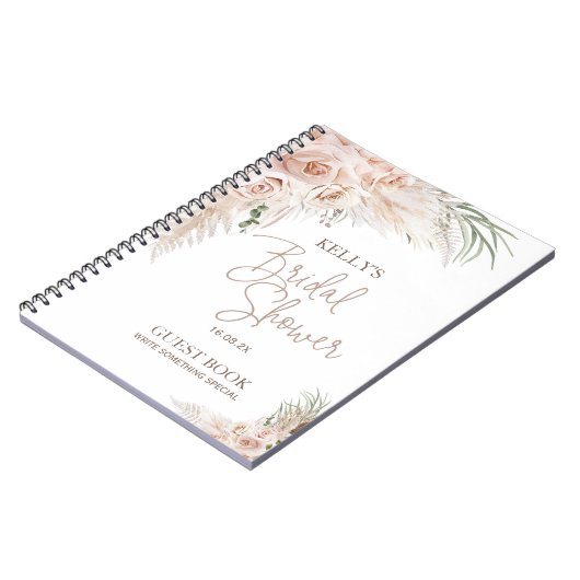 Blush Boho Pampas Vrijgezellenfeest Guest Notitieb Notitieboek (Linkerzijde)