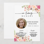 Blush Boho Photo Funeral Memorial Service Kaart (Voorkant / Achterkant)