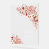 Blush Boho Terracotta Bloemen Acryl Trouwbord Bord (Hoek)