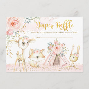 Blush Boho Tribal Woodland Diaper Raffle Informatiekaartje