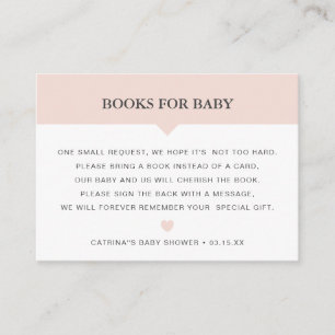 Blush Book Request Baby shower Insert Card Informatiekaartje