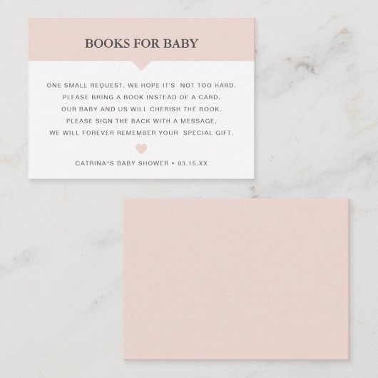 Blush Book Request Baby shower Insert Kaart (Voorkant / Achterkant)