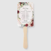 Blush bordeaux bloemengoud geometrisch programma handwaaier (Achterkant)