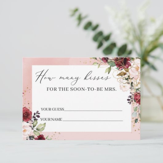 Blush bordeaux roze bloemig Hoeveel kussen kaart (Staand voorkant)