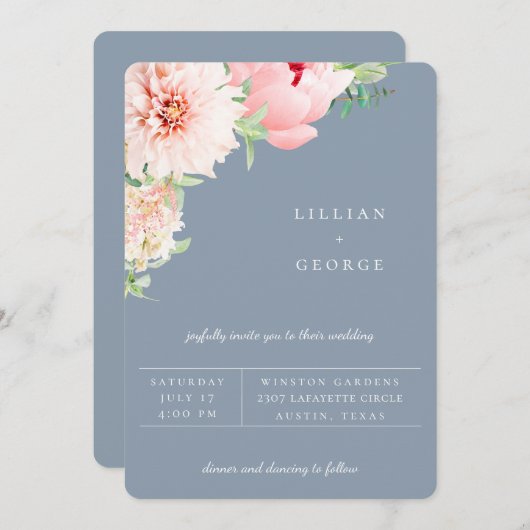 Blush Botanical | Uitnodiging tot het uitzenden va (Voorkant / Achterkant)