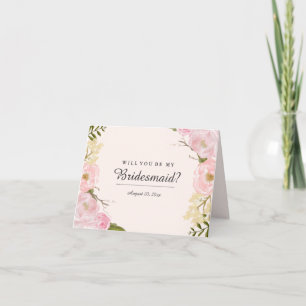 Blush Botanical Wil Je Mijn Bruidsmeisje Zijn Kaar
