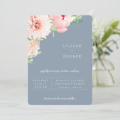 Blush Botanique | Faire-part de mariage bleu pouss (Debout devant)