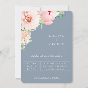 Blush Botanique Faire-part de mariage bleu pouss
