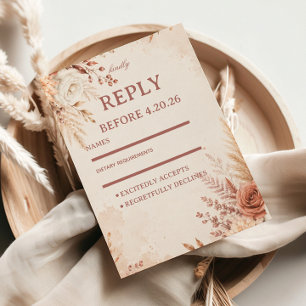 Blush Botanische Elegante Rustieke RSVP Kaartje