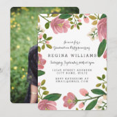 Blush Bouquet Afstudeerder Party Kaart (Voorkant / Achterkant)