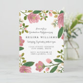 Blush Bouquet Afstudeerder Party Kaart (Staand voorkant)