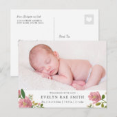 Blush Bouquet Birth Announcement Aankondigingskaart (Voorkant / Achterkant)