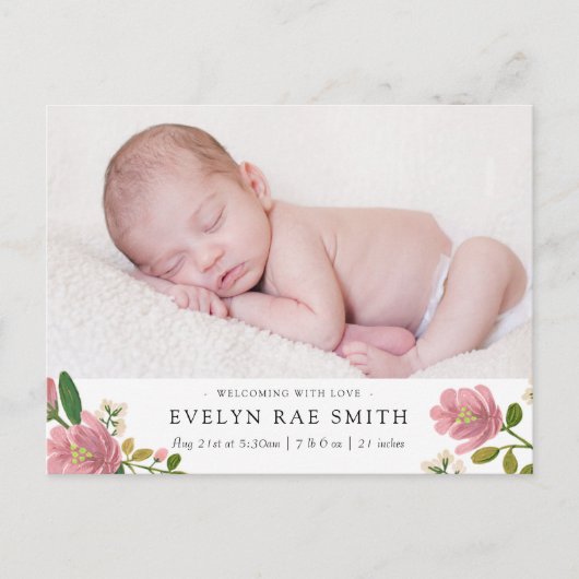 Blush Bouquet Faire-part de naissance (Devant)