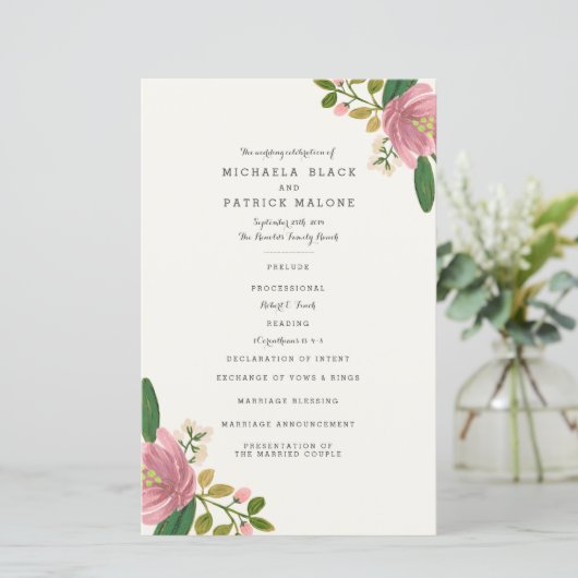 Blush Bouquet Programmes de mariage (Debout devant)